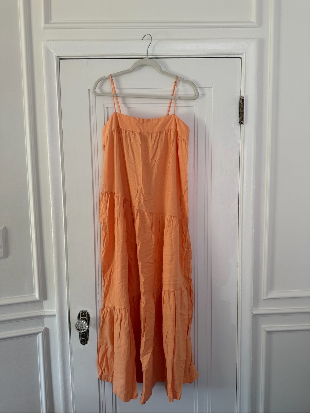 Abercrombie & Fitch Coral-Orange Spaghetti-Strap Maxi Dress